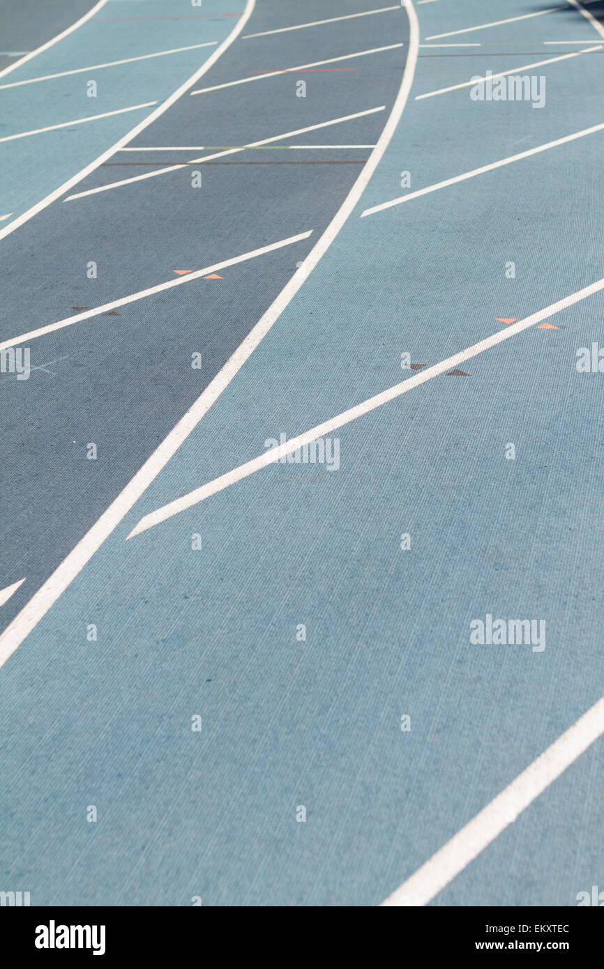 Blue mondo surface running track lanes Stock Photo Alamy