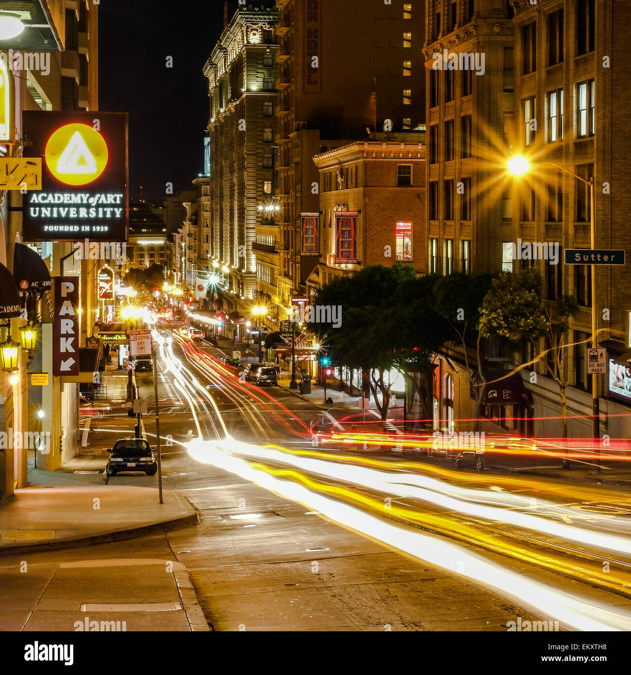 San Francisco car light trails Stock Photo
