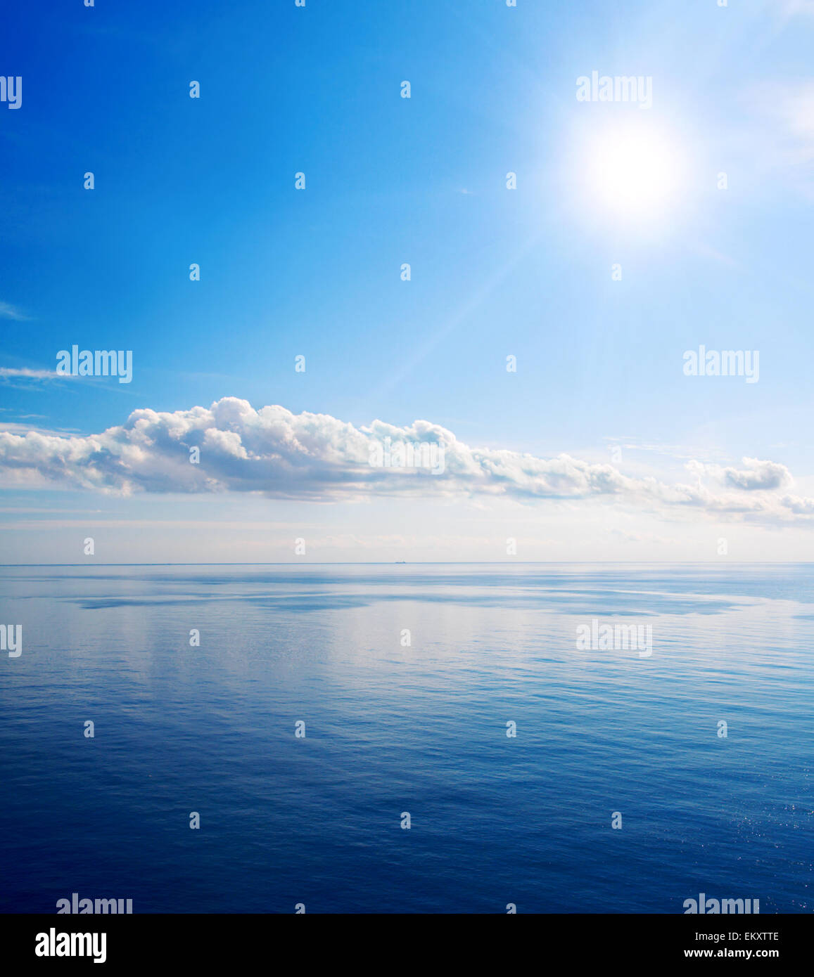 Beautiful sea and clouds sky with sun Stock Photo