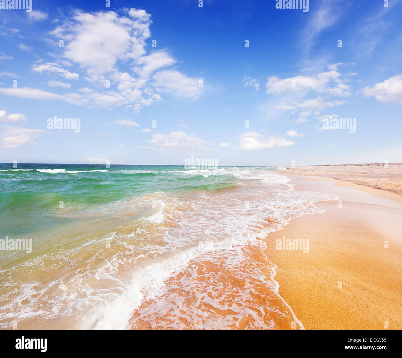 beach and stormy sea Stock Photo