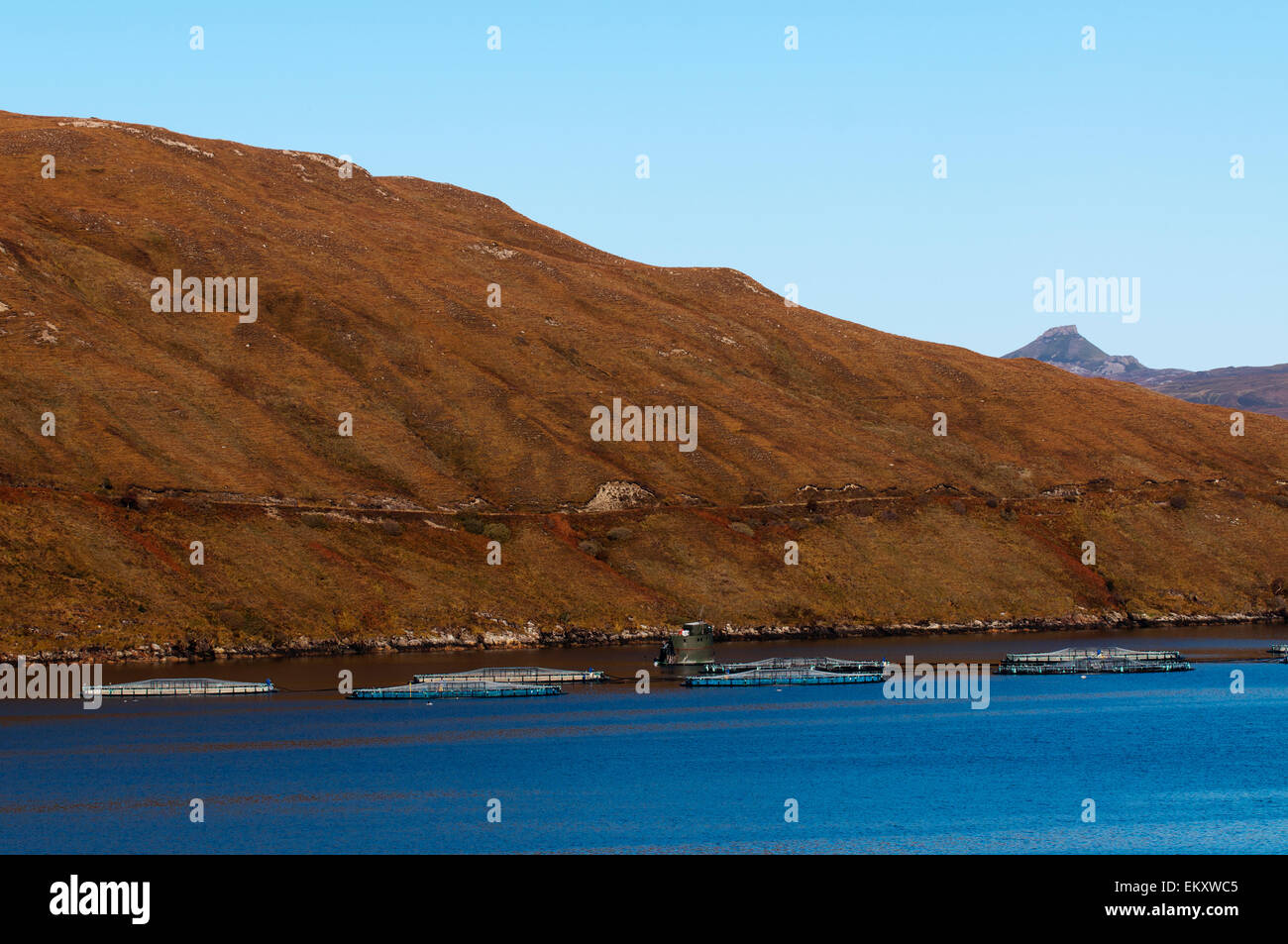 Aquaculture at Ardvasar on the Isle of Skye. Stock Photo