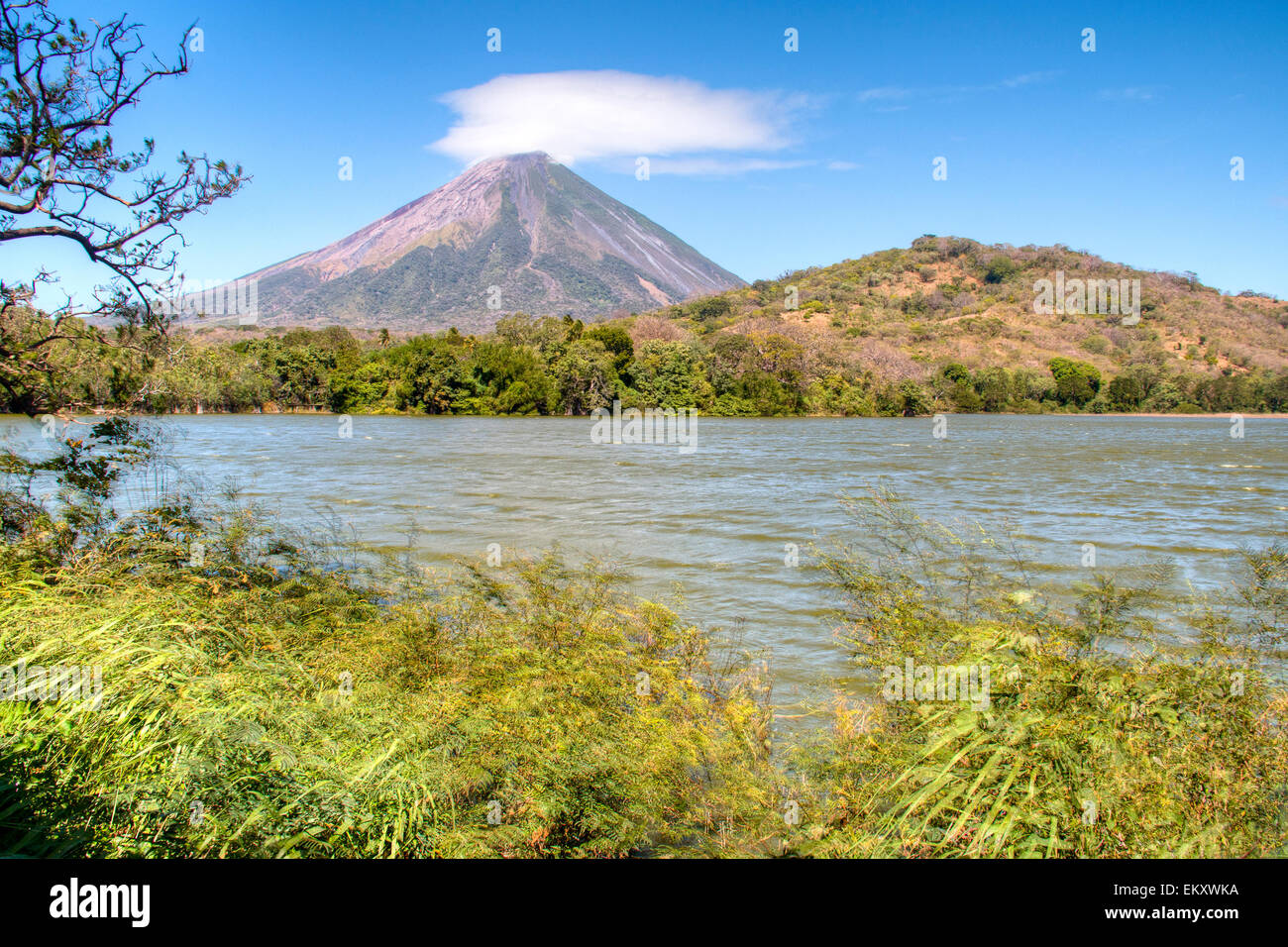 Landscape in Ometepe island with Concepcion volcano Stock Photo