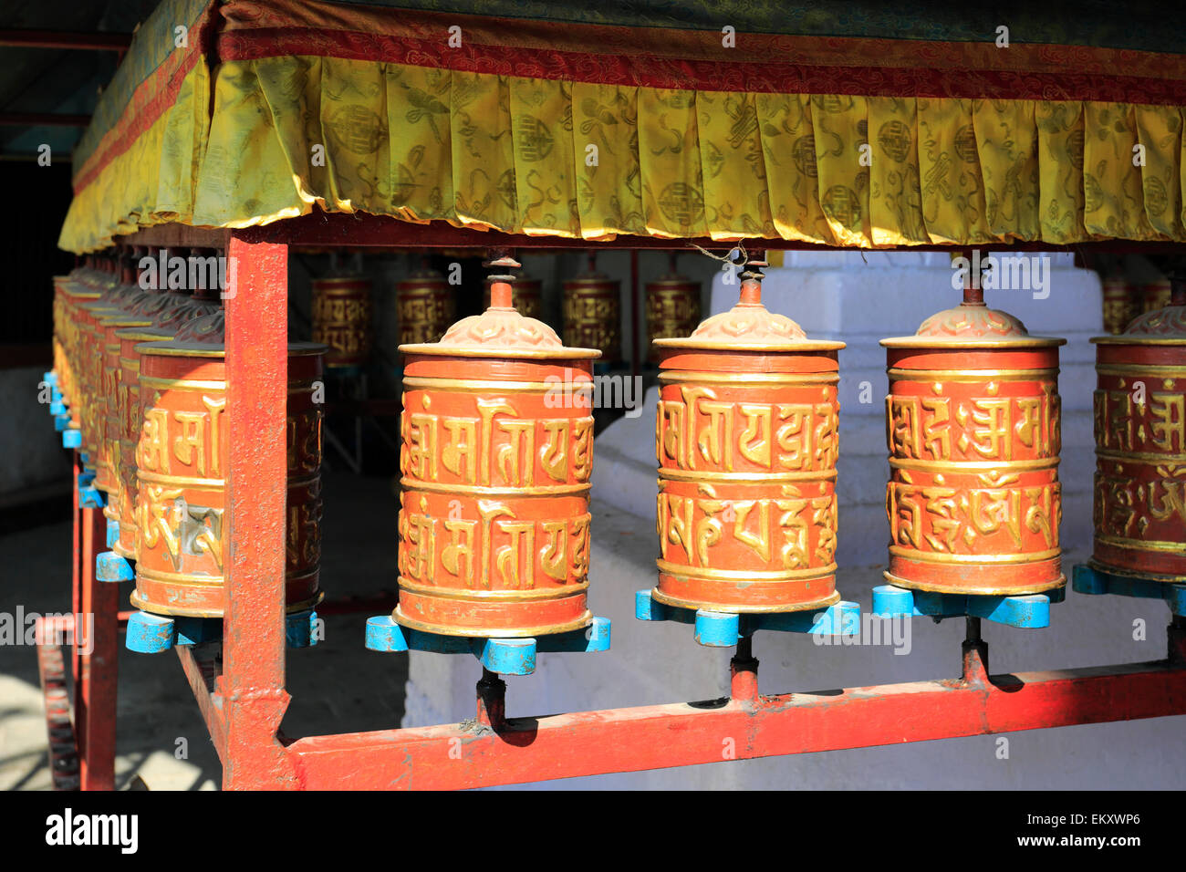 Religious Prayer Wheels at the Buddhist Stupa, Monkey Temple, UNESCO ...