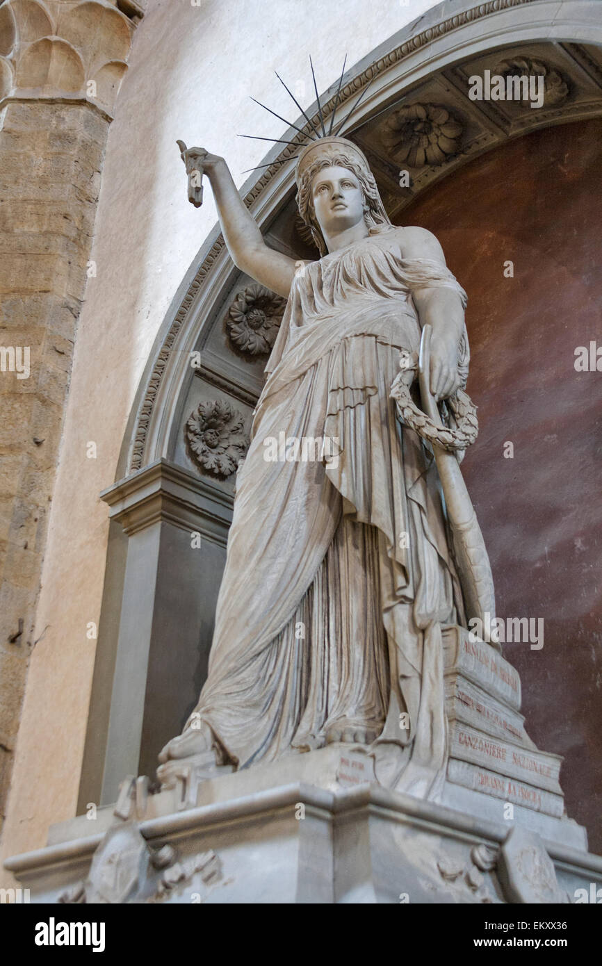 Statue of Liberty by Pio Fedi in Basilica Santa Croce in Florence, Italy. The Florentine statue represents the liberty of poetry Stock Photo