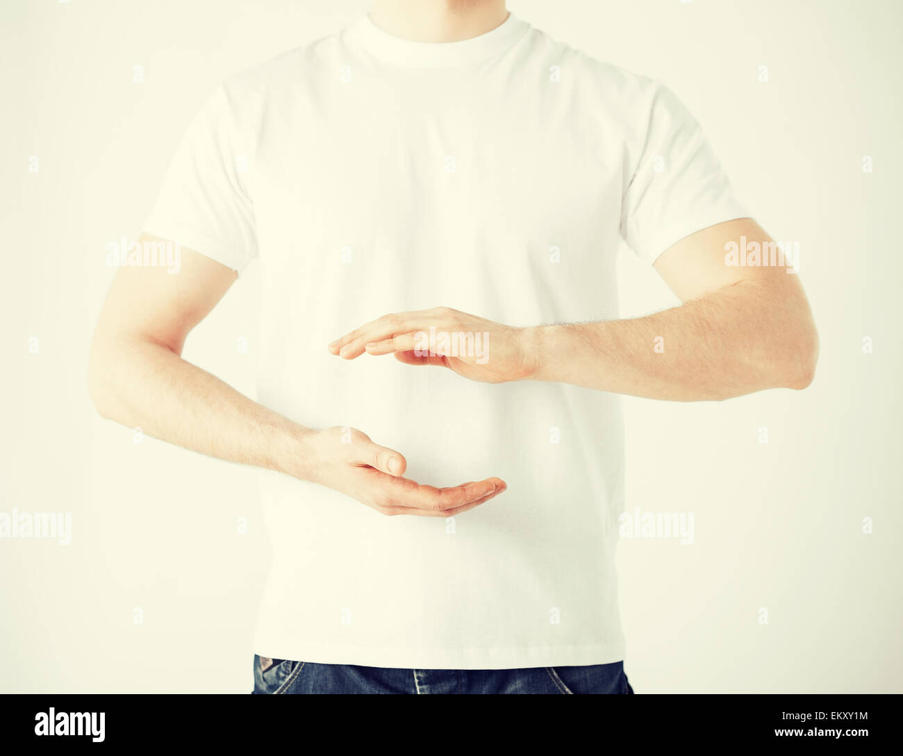 mans hands showing something Stock Photo