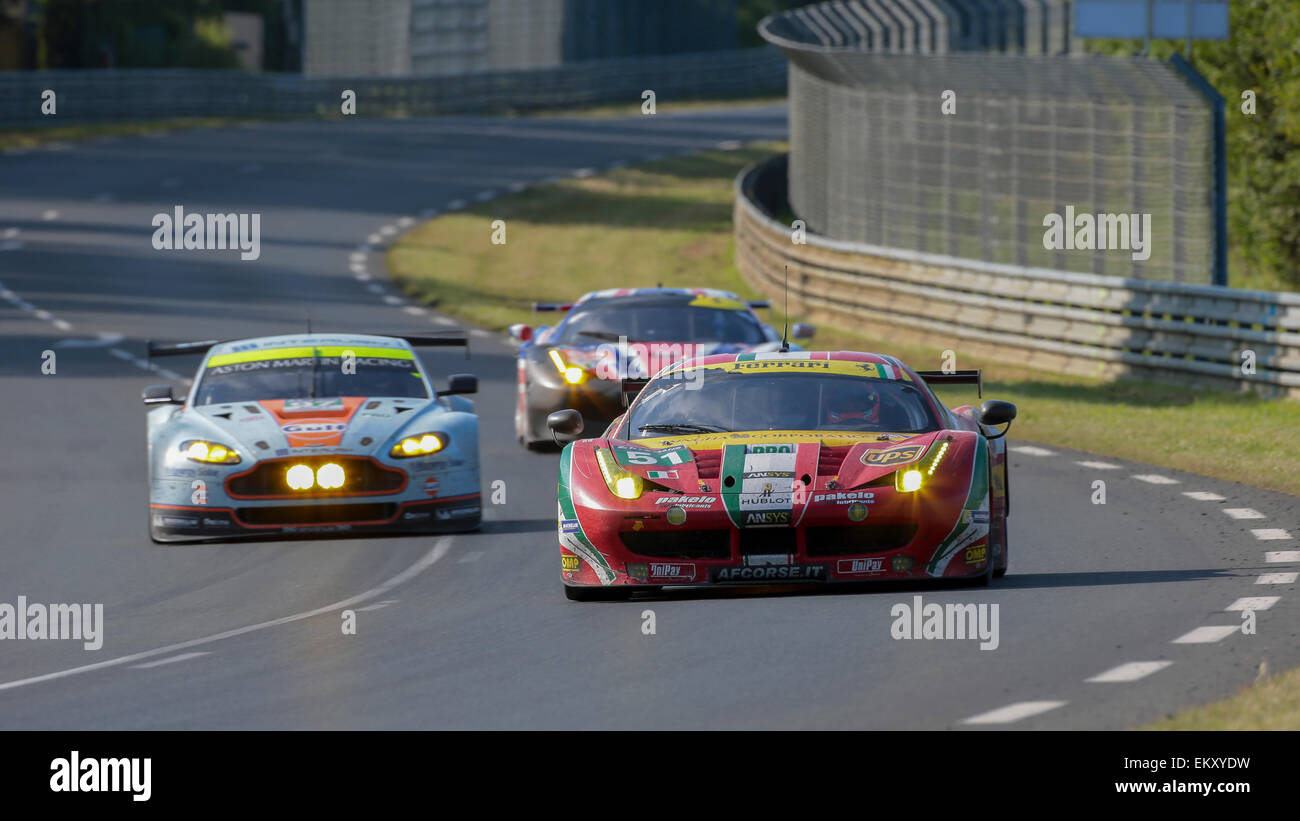 LE MANS, FRANCE - JUNE 15, 2014:  Ferrari 458 Italia (#51 , LM GTE PRO) of team  AF Corse (Italy) Stock Photo