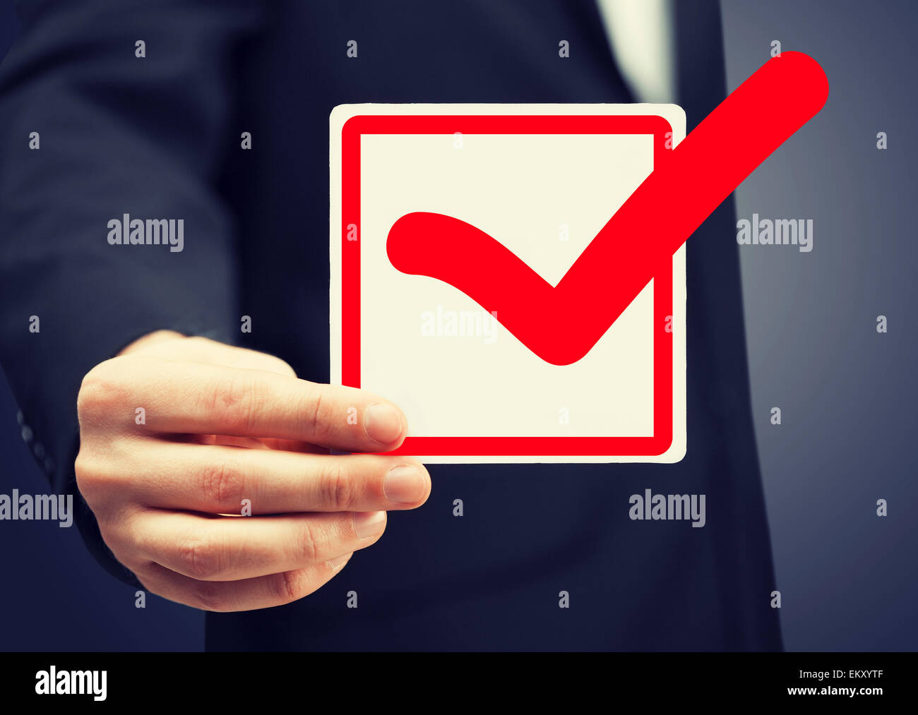 closeup of checkbox and red mark in it Stock Photo