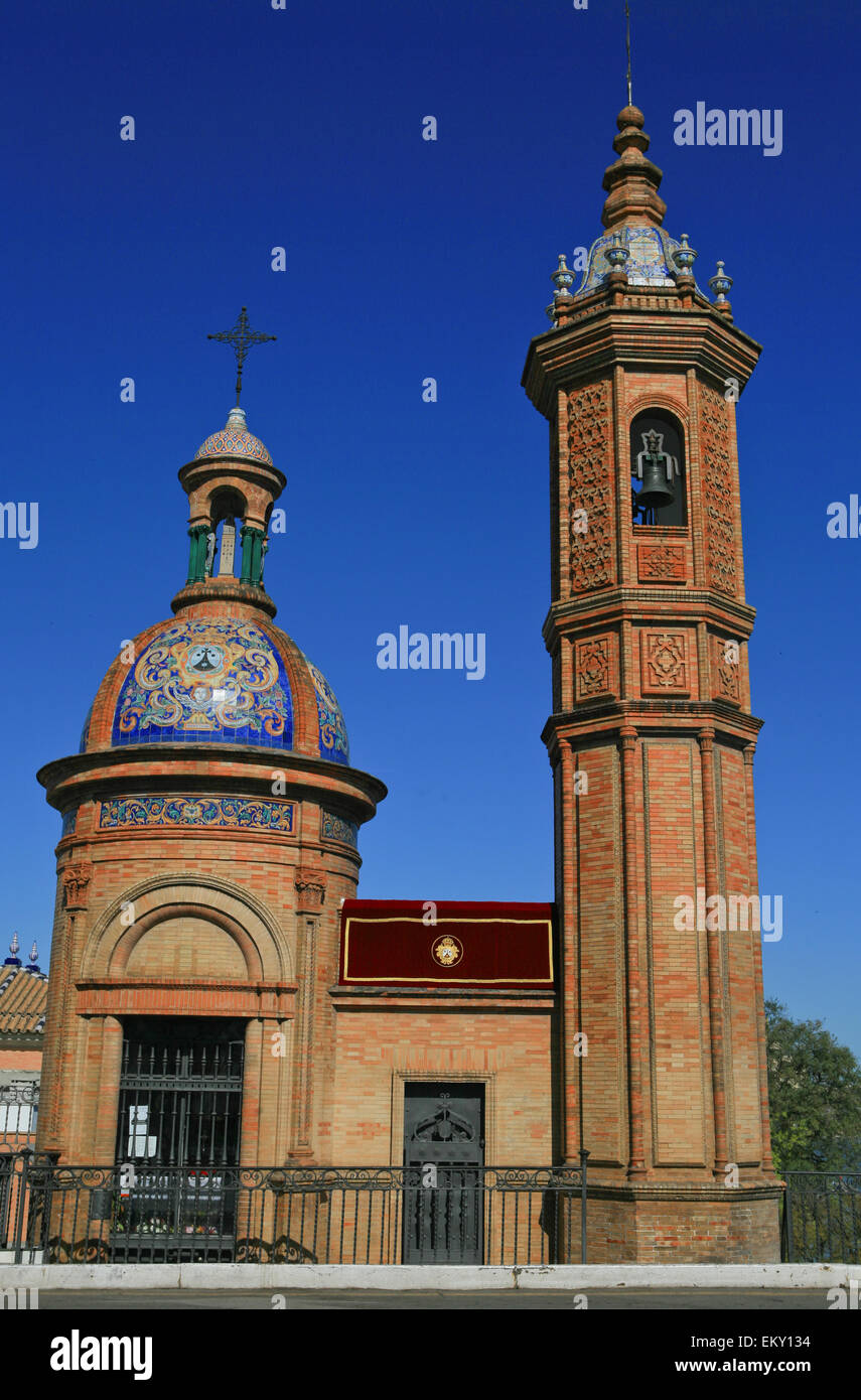 This is a frontal view of Capilla del Carmen, popularly known as the cigarette lighter in Seville Stock Photo