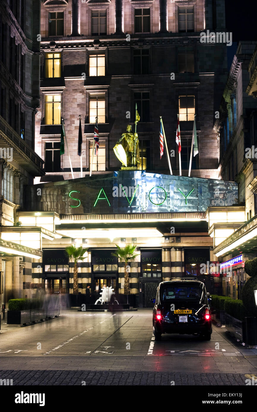Entrance to the Savoy Hotel, The Strand, London, UK Stock Photo