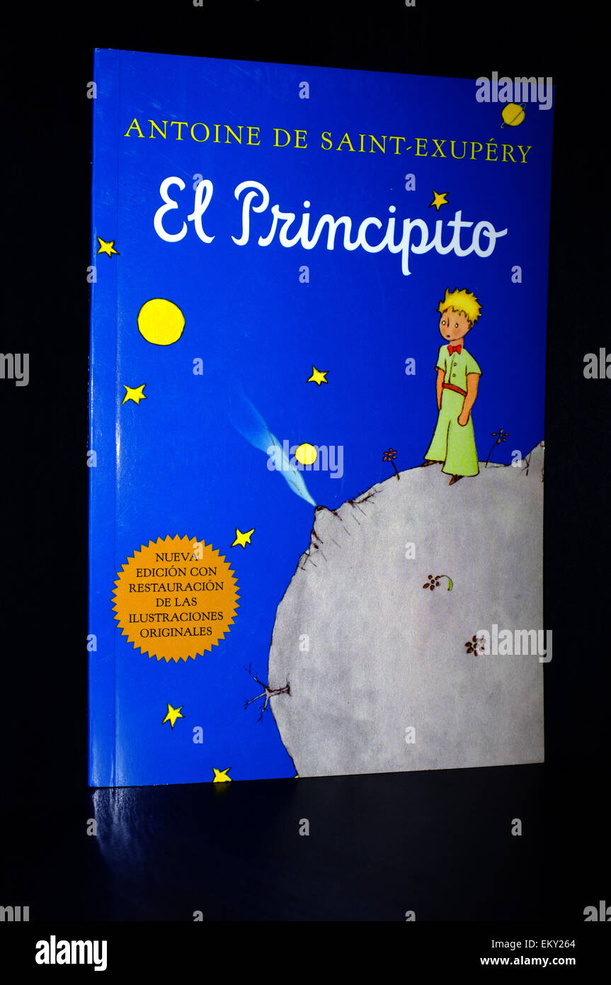 The front cover of The Little Prince book photographed against a black background. Stock Photo