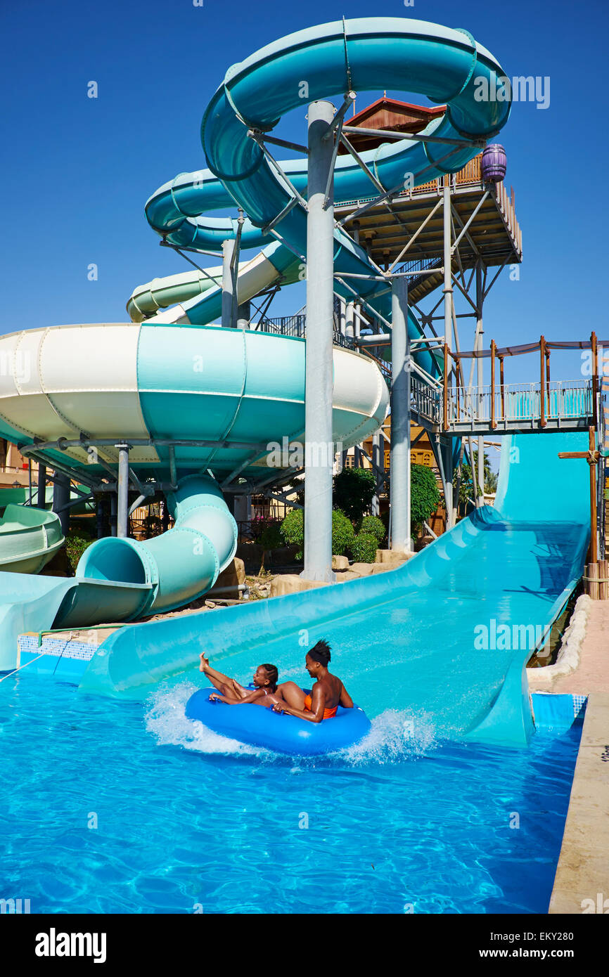 Water Slides At Coral Sea Aqua Club Sharm El Sheikh Egypt Stock Photo