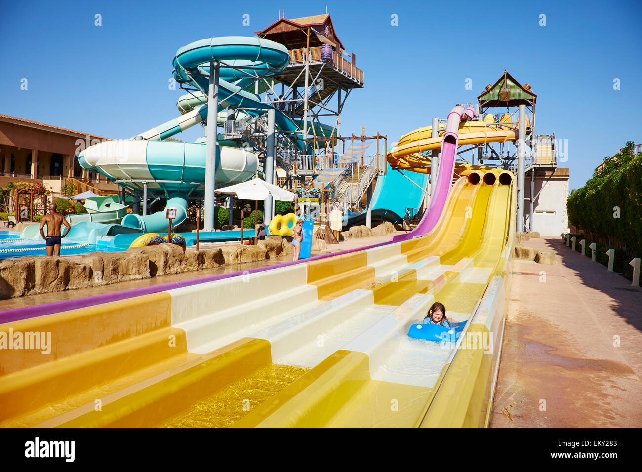 Water Slides At Coral Sea Aqua Club Sharm El Sheikh Egypt Stock Photo