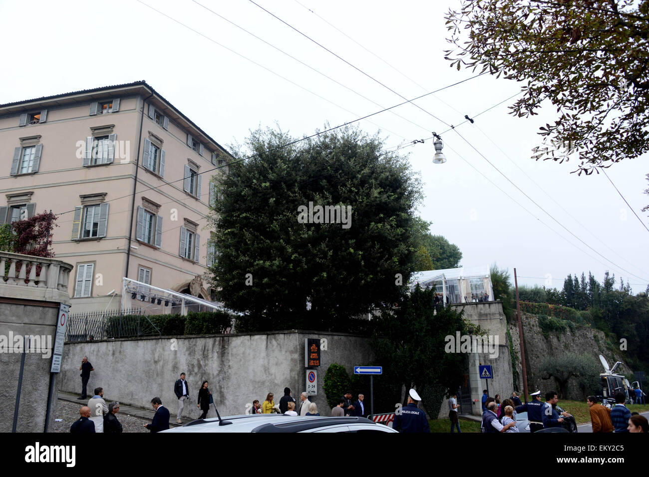 Michelle Hunziker And Tomaso Trussardi To Bergamo Stock Photos