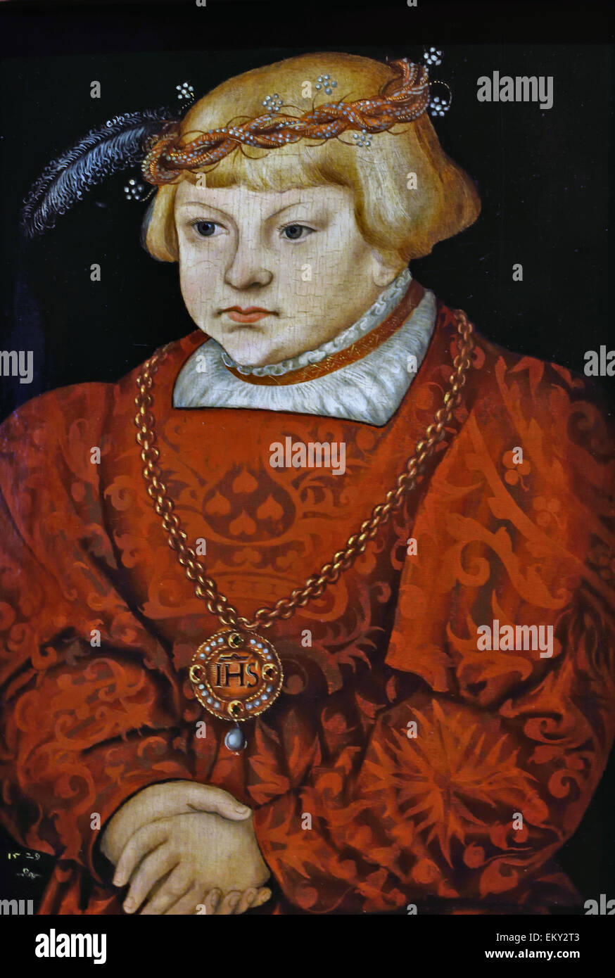 Hans Cranach (?) (Wittenberg  1513 – 1537 Bologna) Portrait of a Prince 1529. German Germany Stock Photo