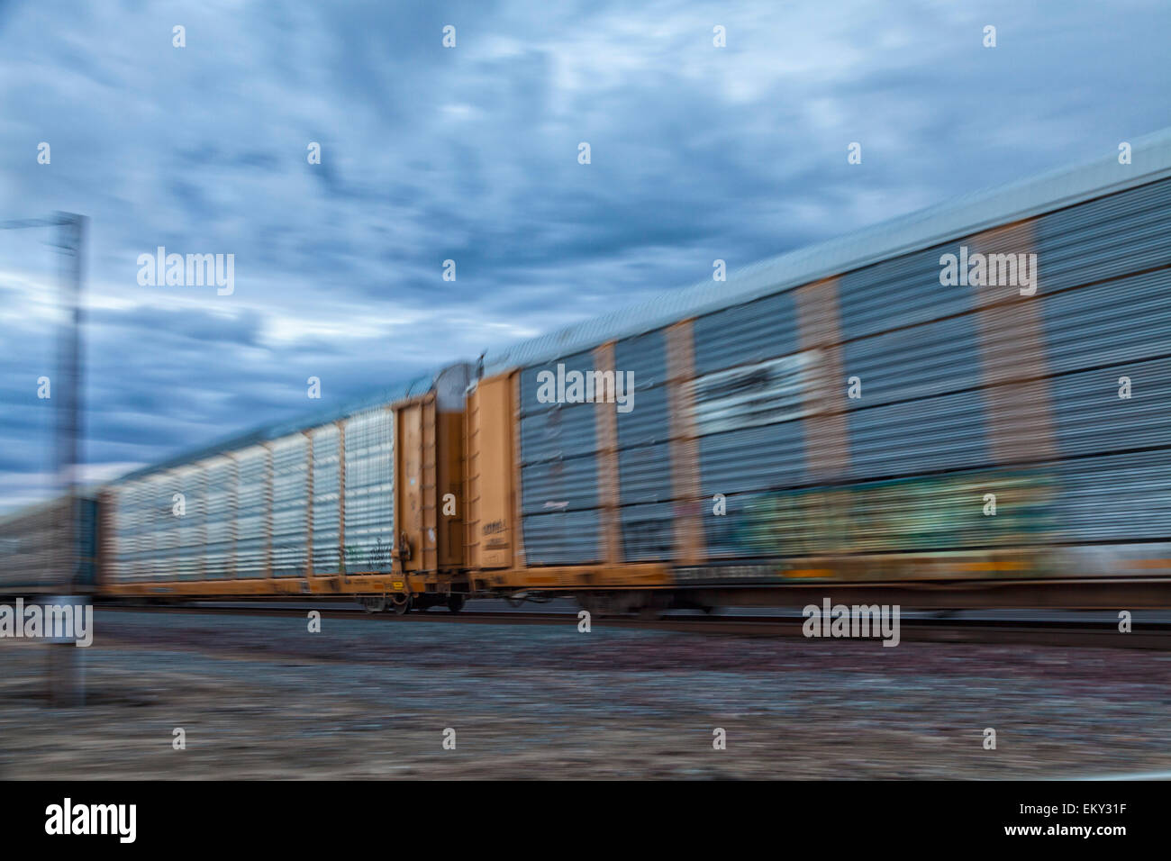 Freight train in Kern County, San Joaquin Valley, California, USA Stock Photo