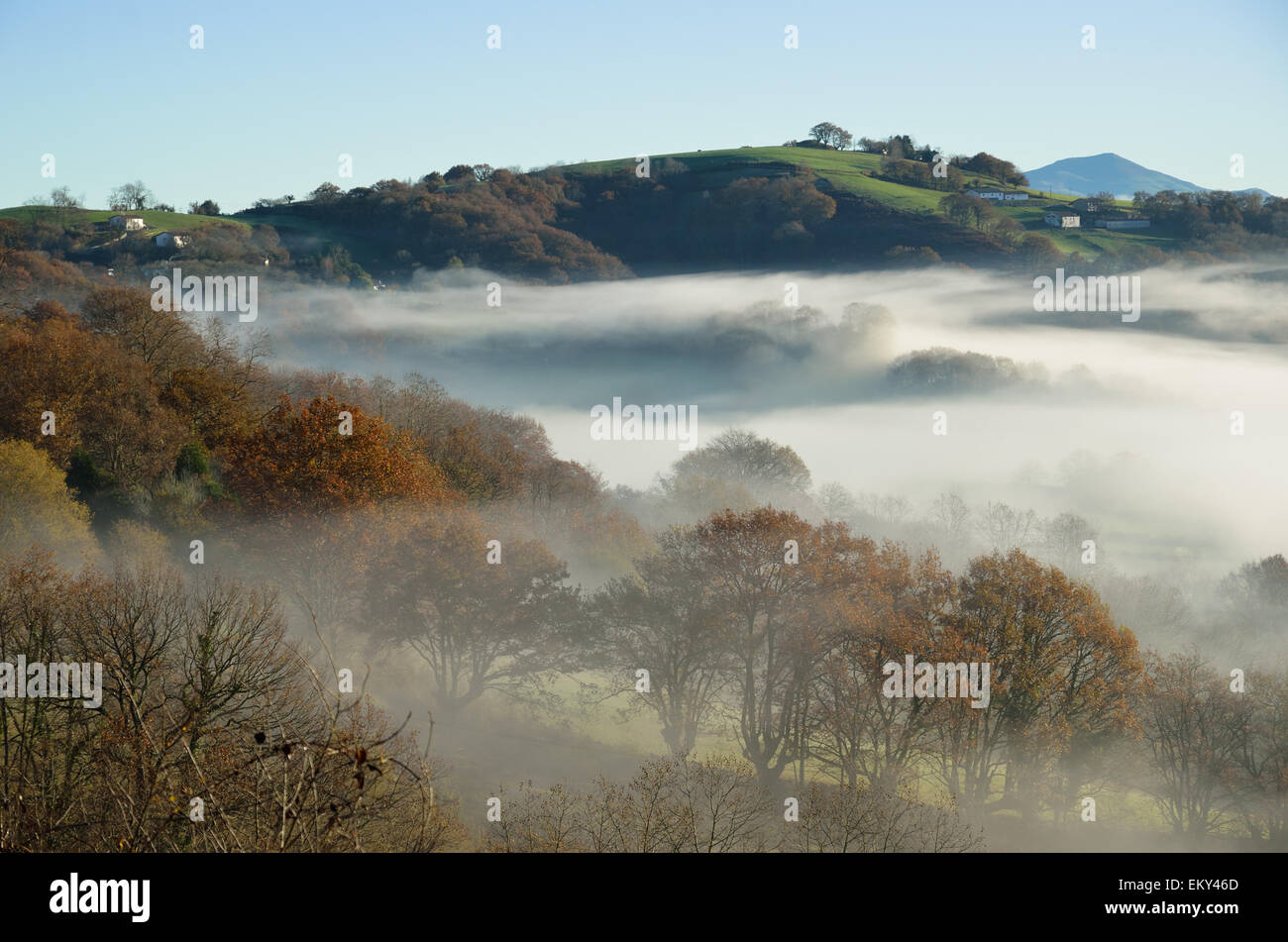 Basque Foothills Foothills n the fog, Pays Basque Stock Photo - Alamy