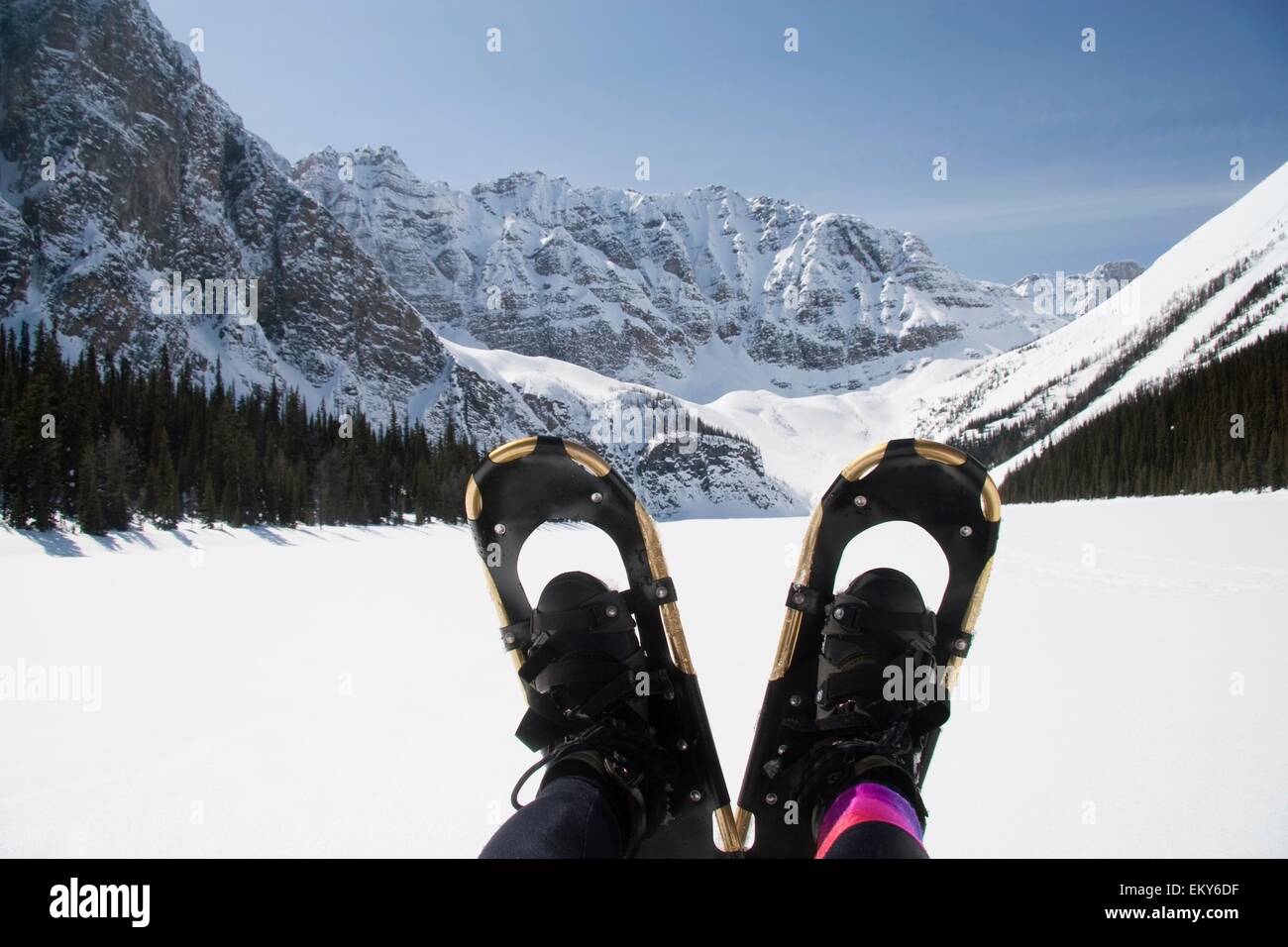 Banff National Park, Alberta, Canada; A Pair Of Snowshoes With A Snow