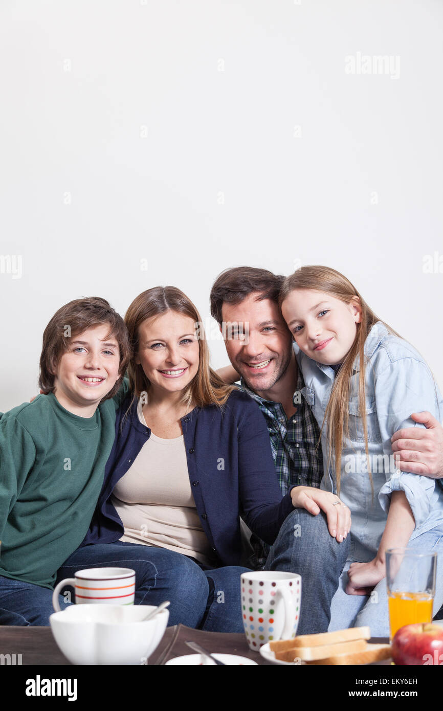 Family having a breakfast Stock Photo - Alamy