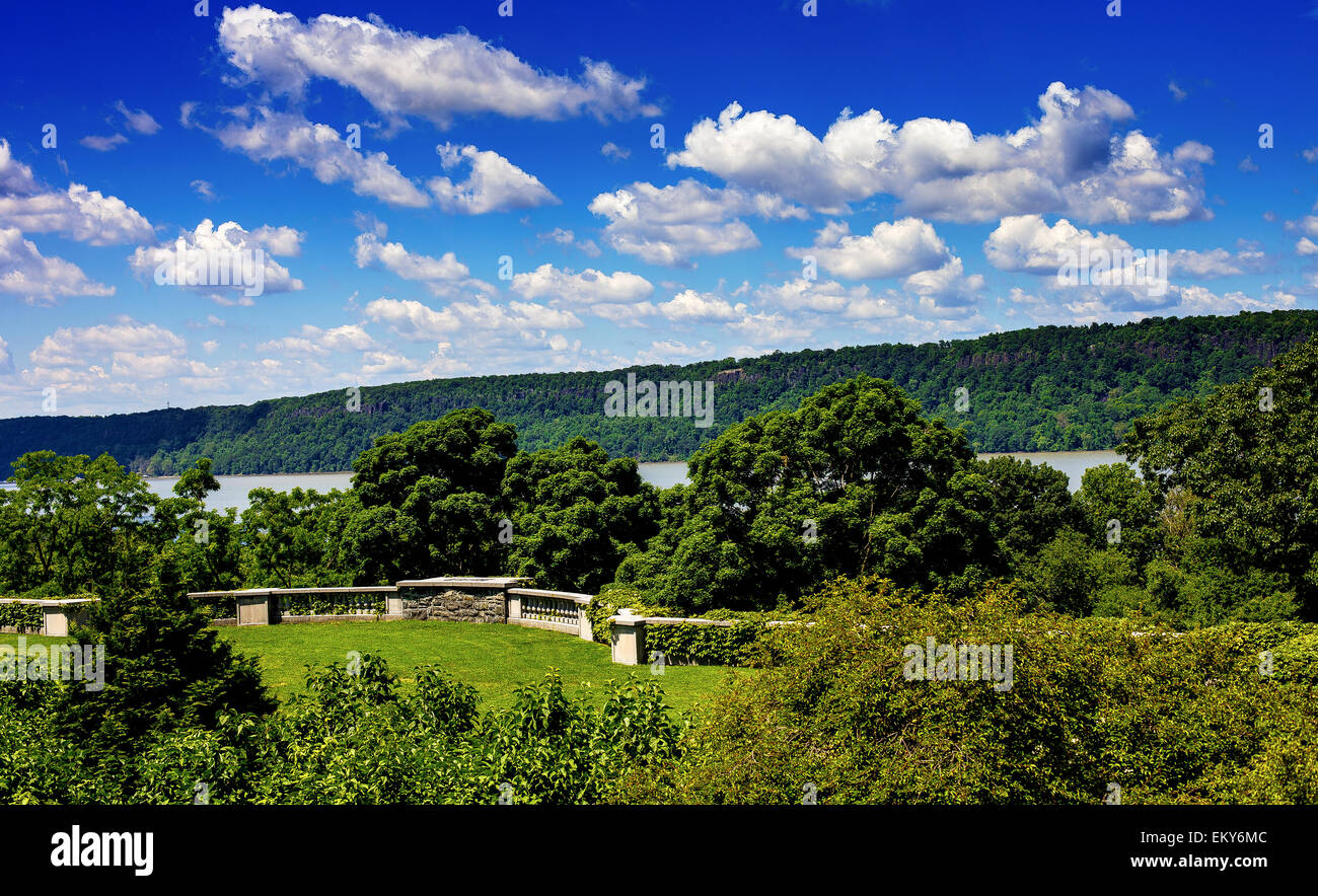 The view of the Hudson River and the palisades from Wave Hill public