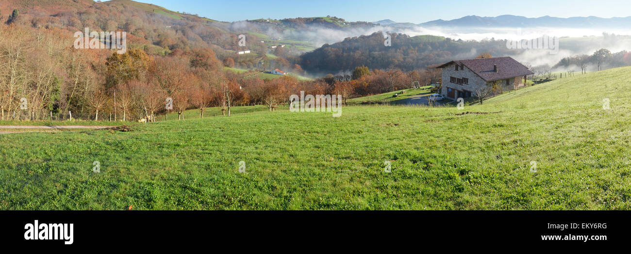 Basque Foothills Foothills n the fog, Pays Basque Stock Photo - Alamy