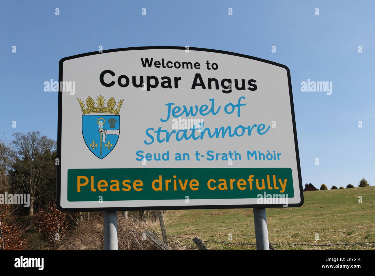 to Coupar Angus sign Scotland April 2015 Stock Photo Alamy