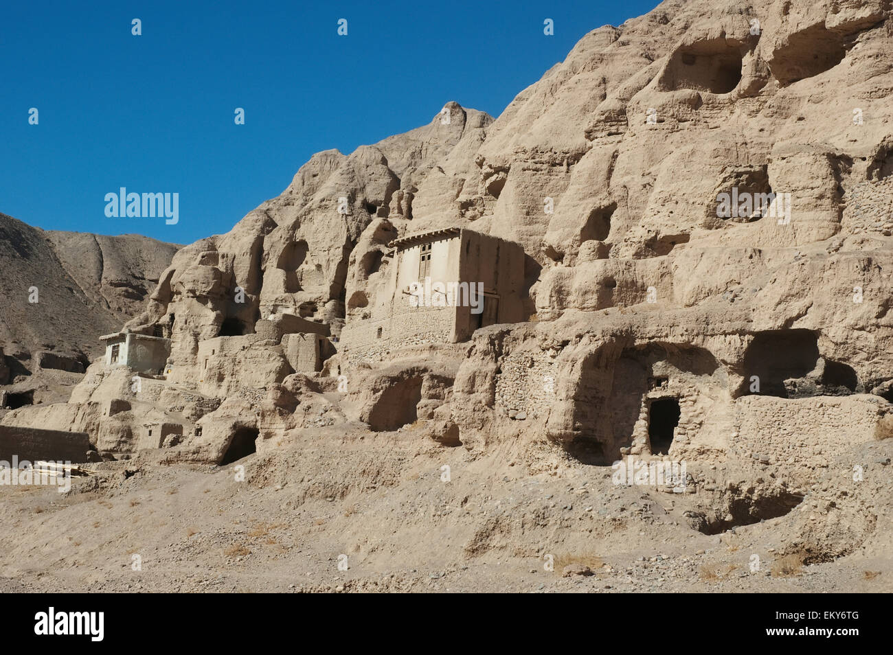 Stone And Mud Houses In The Aqrabat Valley, Bamian Province, Afghanistan Stock Photo