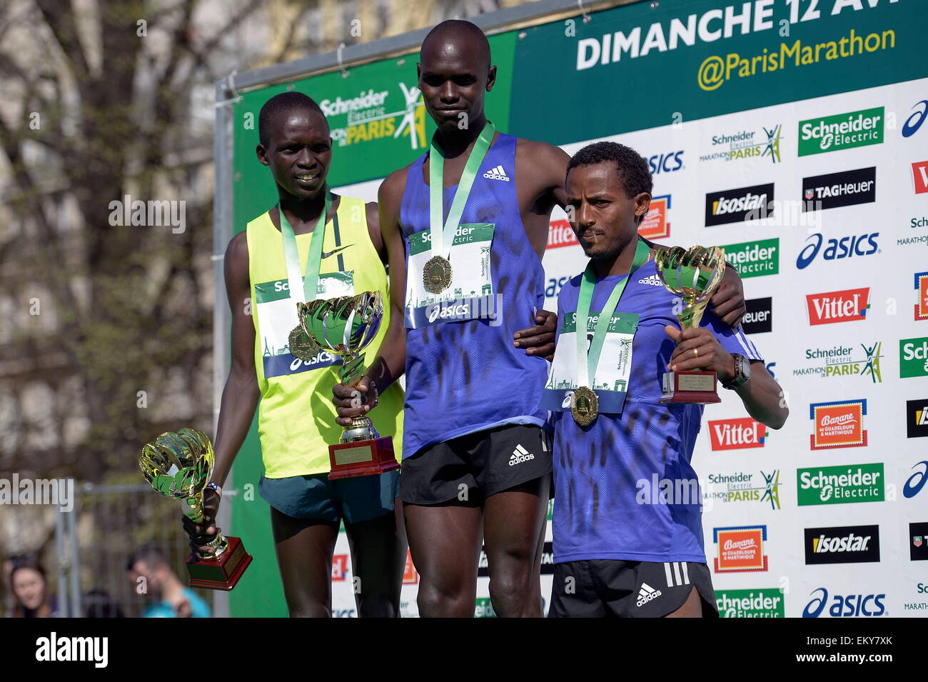 Mark Korir / Luka Kanda / Seboka Tola - 12.04.2015 - Marathon de Paris  2015.Photo : Andre Ferreira / Icon Sport (Cal Sport Media via AP Images  Stock Photo - Alamy