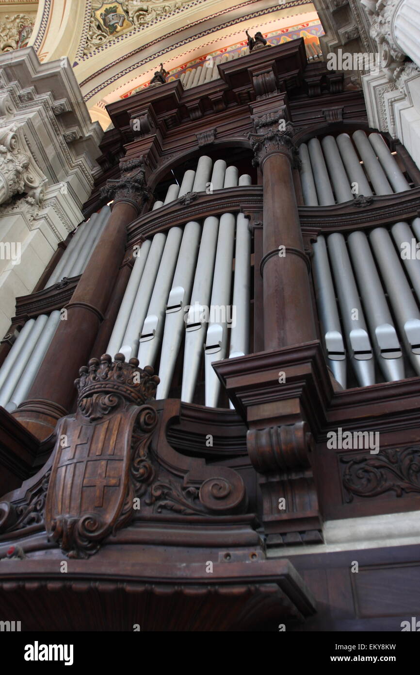 The organ inside the Museu Nacional d'Art de Catalunya MNAC in Barcelona, Catalunya, Spain, August 2014 Stock Photo