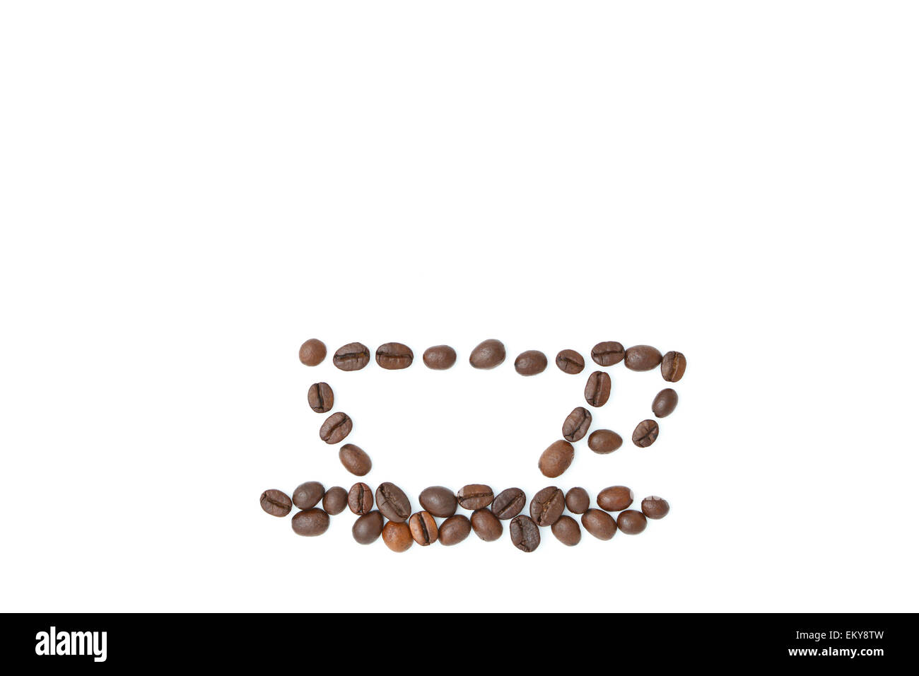 Coffee mug made of coffee beans isolated on white background studio shot Stock Photo