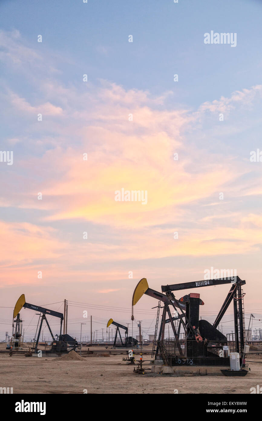 Pumpjacks at the Belridge Oil Field and hydraulic fracking site which is the fourth largest oil