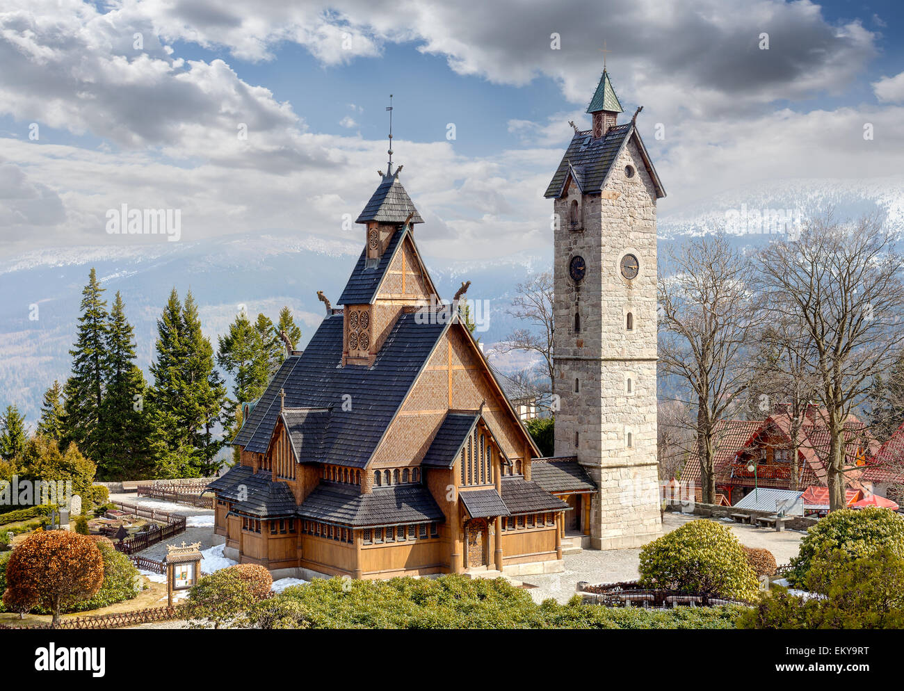 Old wooden temple Wang in Karpacz, Poland. Stock Photo