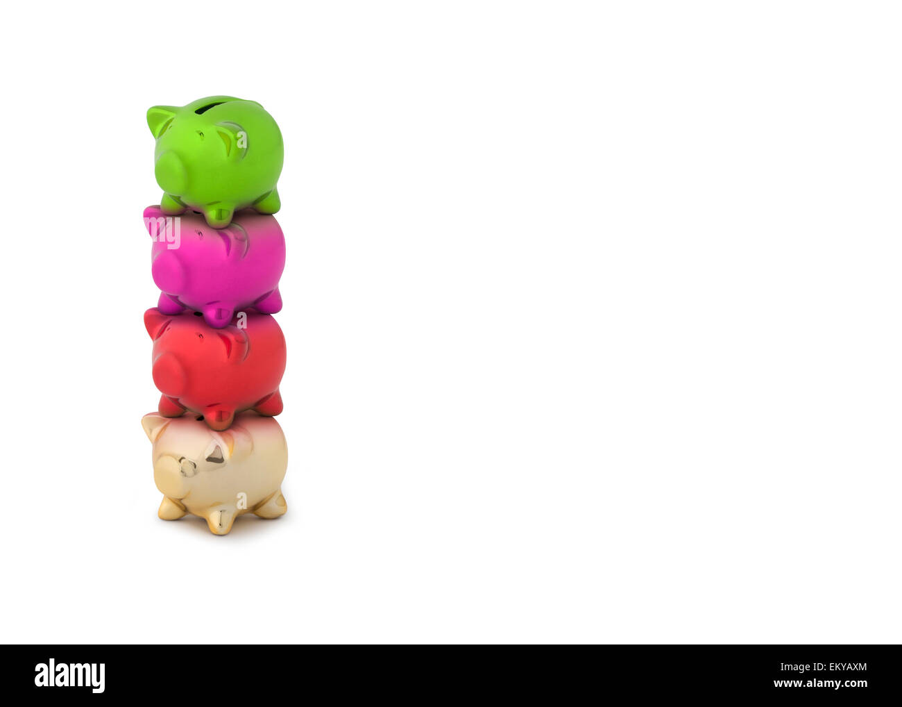 Coloured Piggy Banks stacked on top of each other Stock Photo Alamy