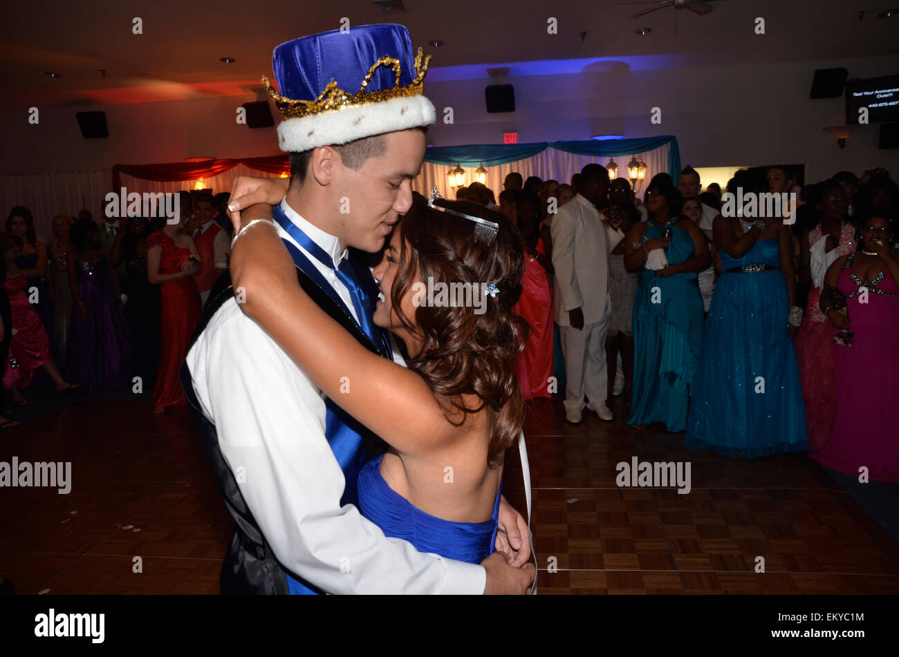 Homecoming king and queen dancing Stock Photo