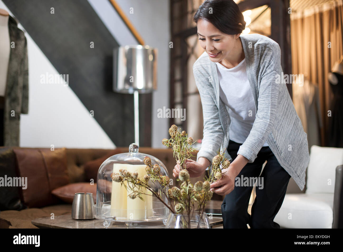 Studio table mature woman hi-res stock photography and images - Alamy