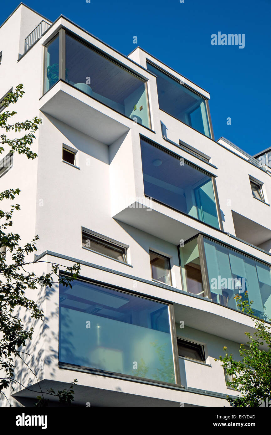 A white modern apartment house seen in Berlin Stock Photo - Alamy