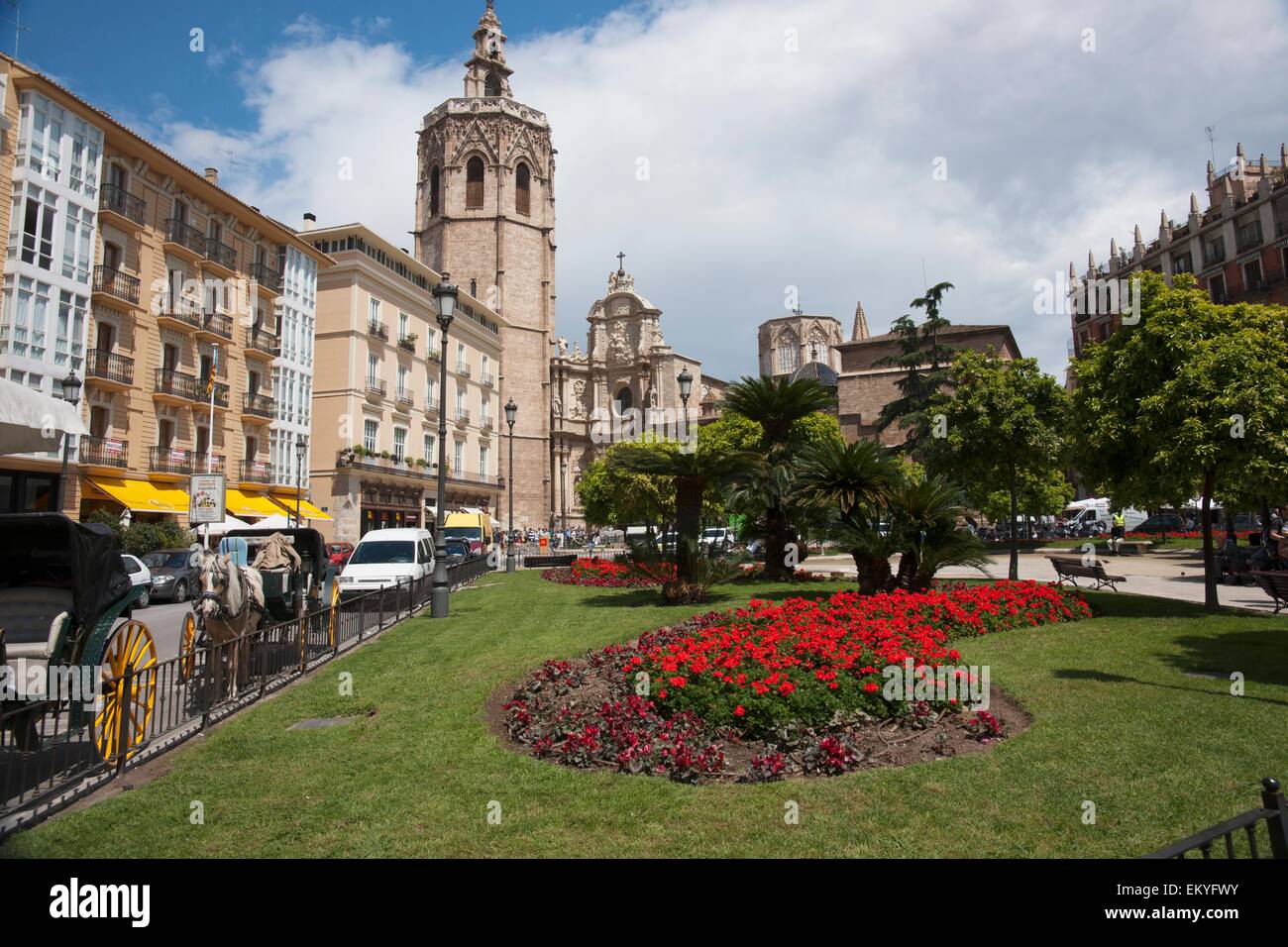Plaza De La Reina With A View Of Valencia Cathedral; Valencia, Spain
