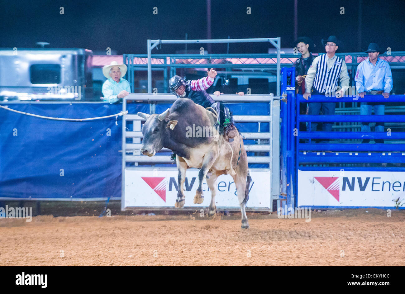 Cowboy Participating in a Bull riding Competition at the Clark County