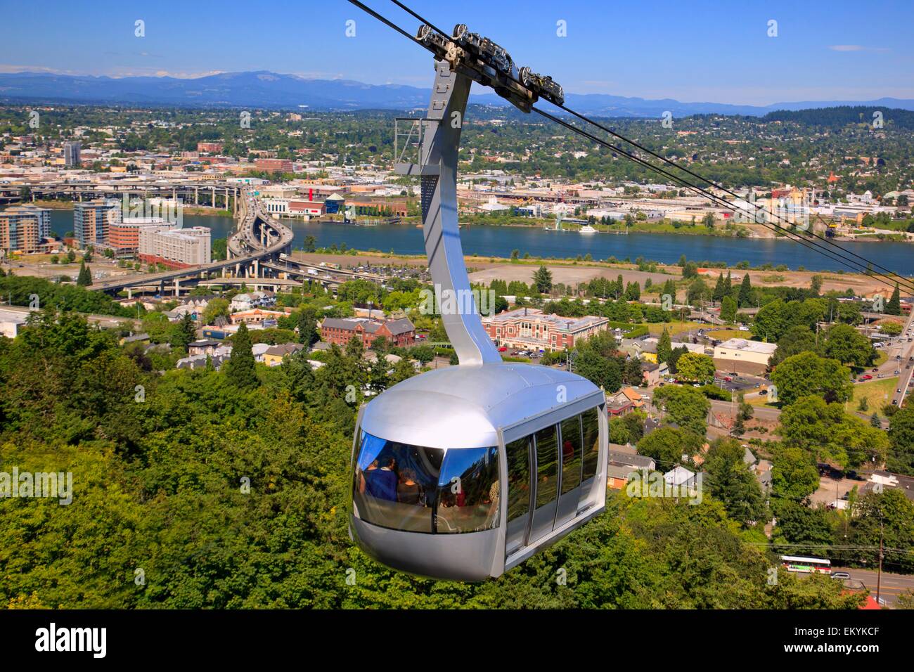 Ohsu Tram And Mount Hood; Portland, Oregon, United States Of America Stock Photo Alamy