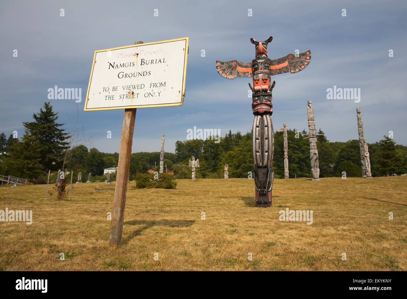 Totem Poles In The Namgis Burial Grounds; Alert Bay, Cormorant Island