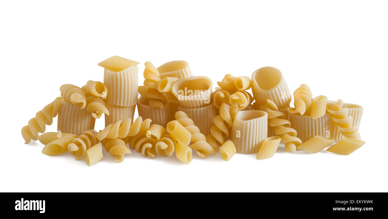 Pasta mix isolated on white background Stock Photo