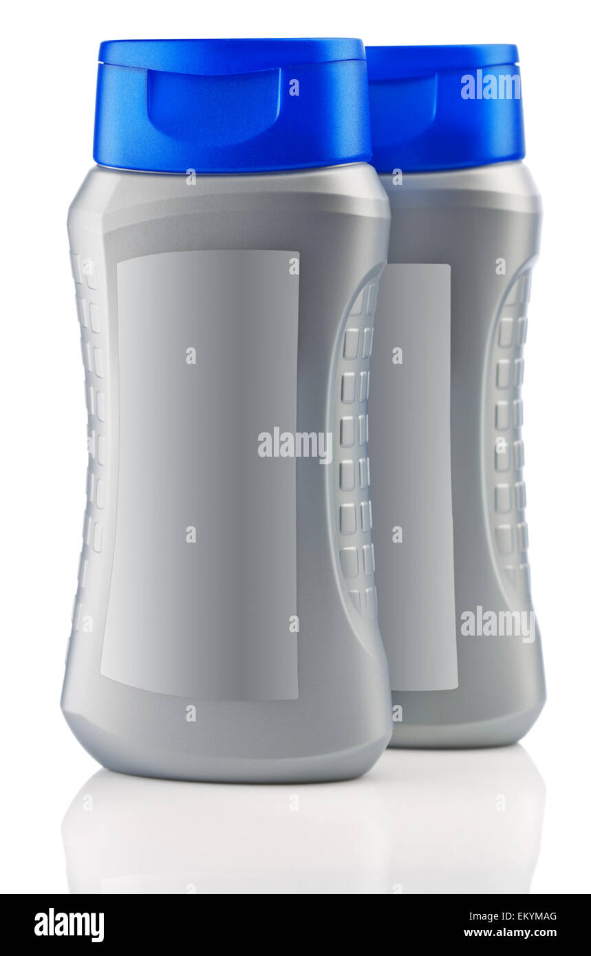 gray bottles of shampoo Stock Photo Alamy
