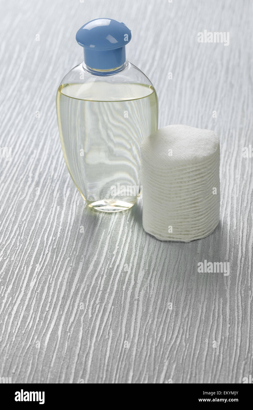 Bottle and cotton pads Stock Photo Alamy