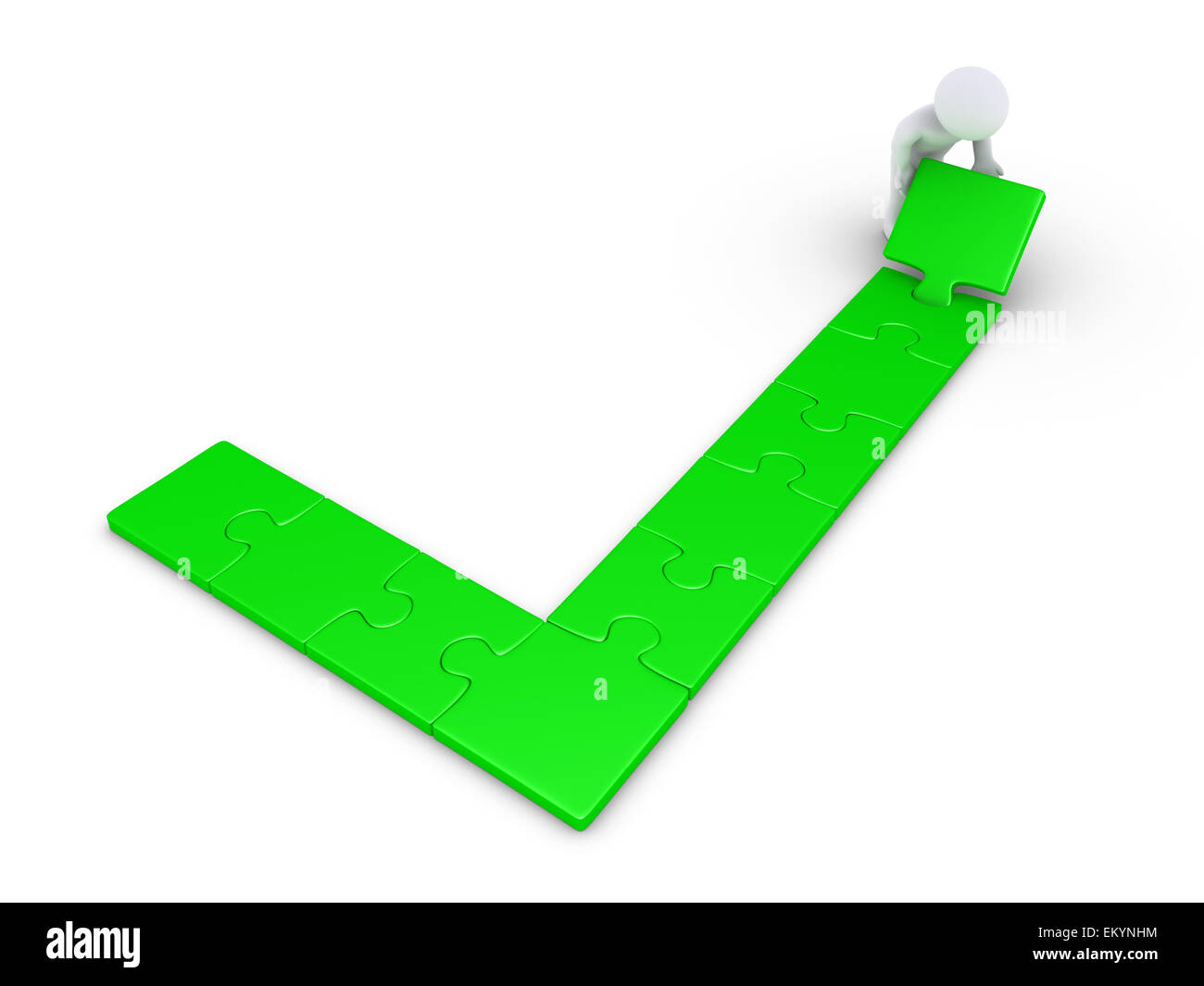 Person finishing a check mark puzzle Stock Photo Alamy