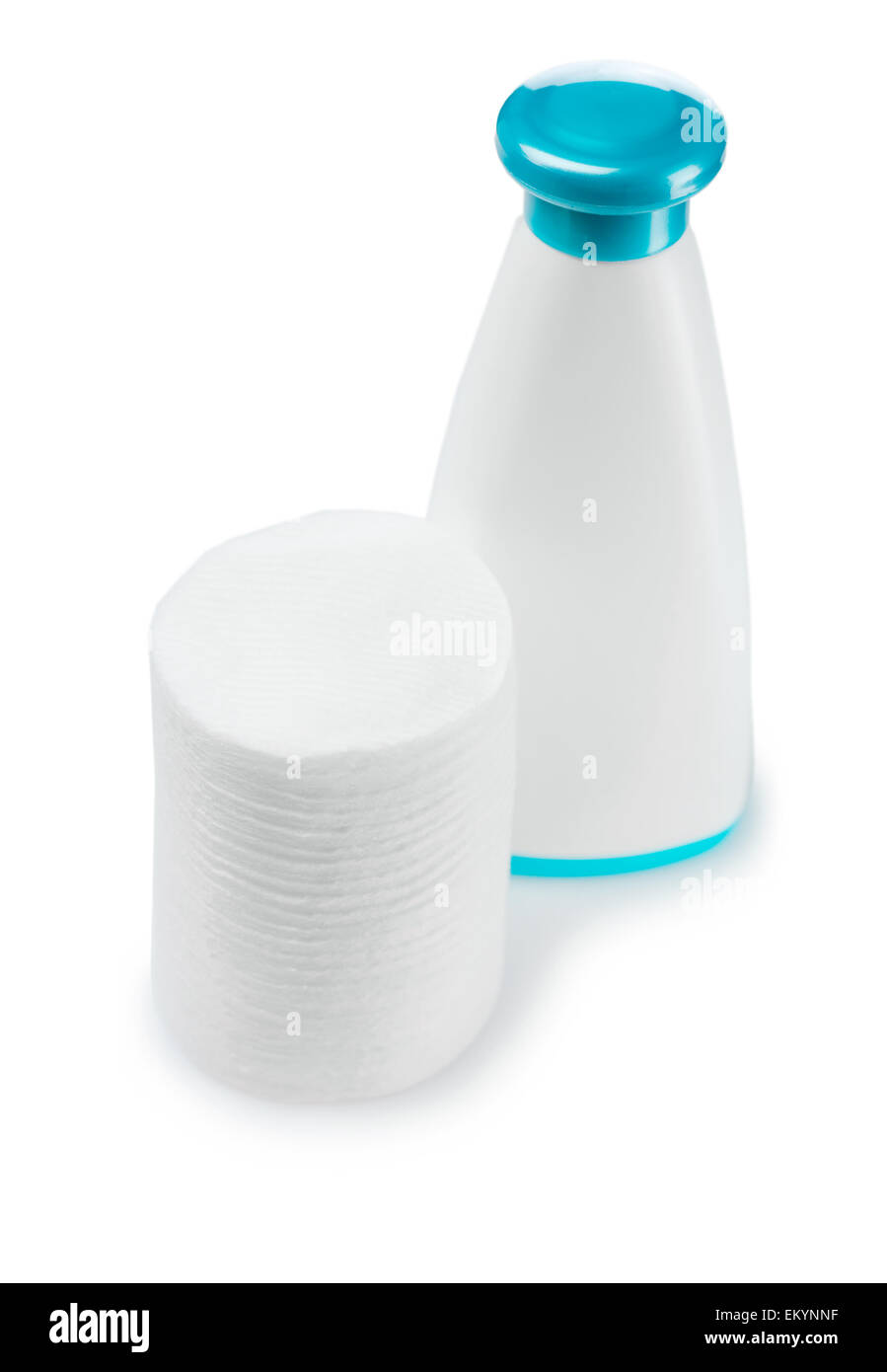cotton pads and white plastic bottle Stock Photo Alamy