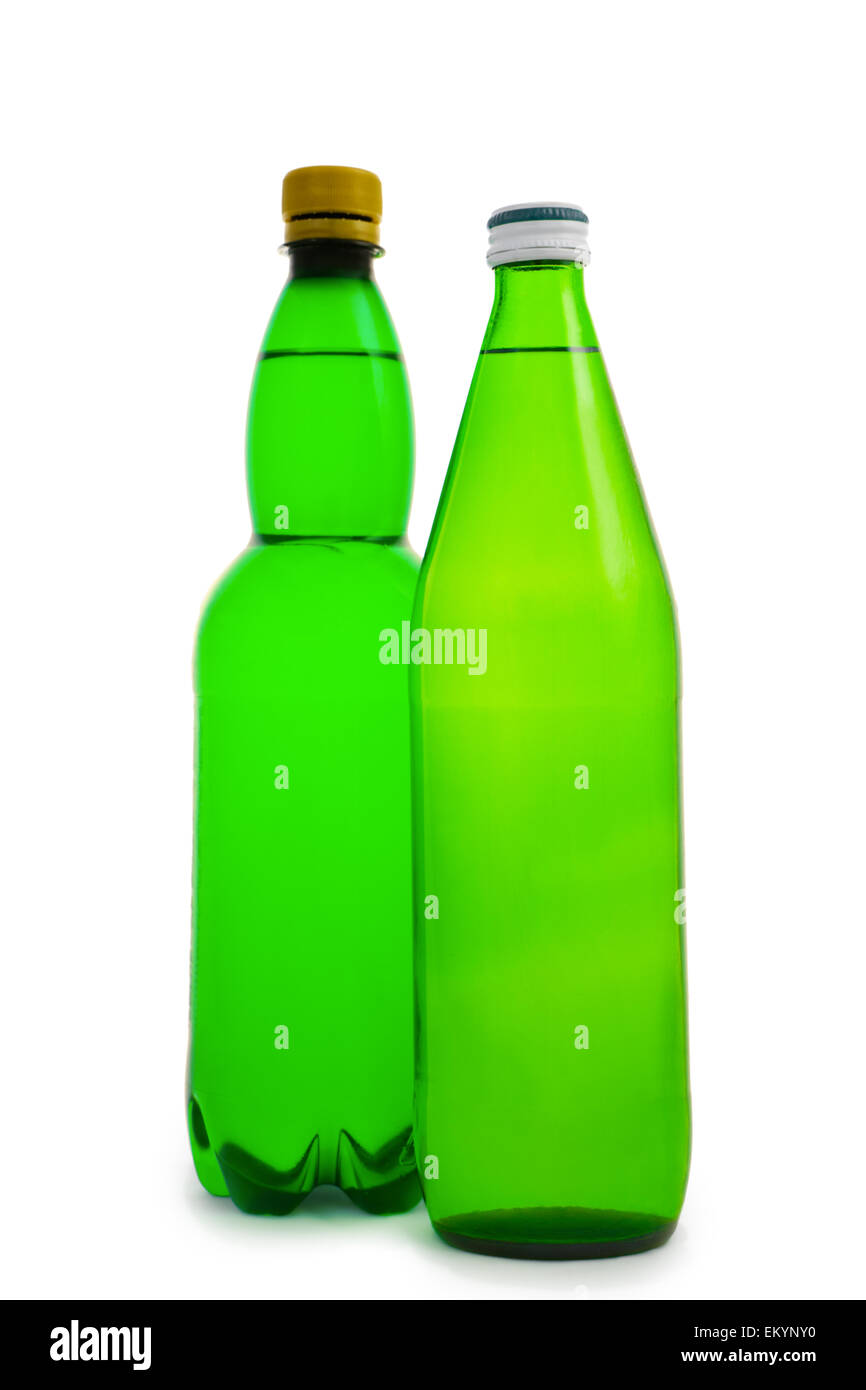 two green bottle isolated Stock Photo Alamy