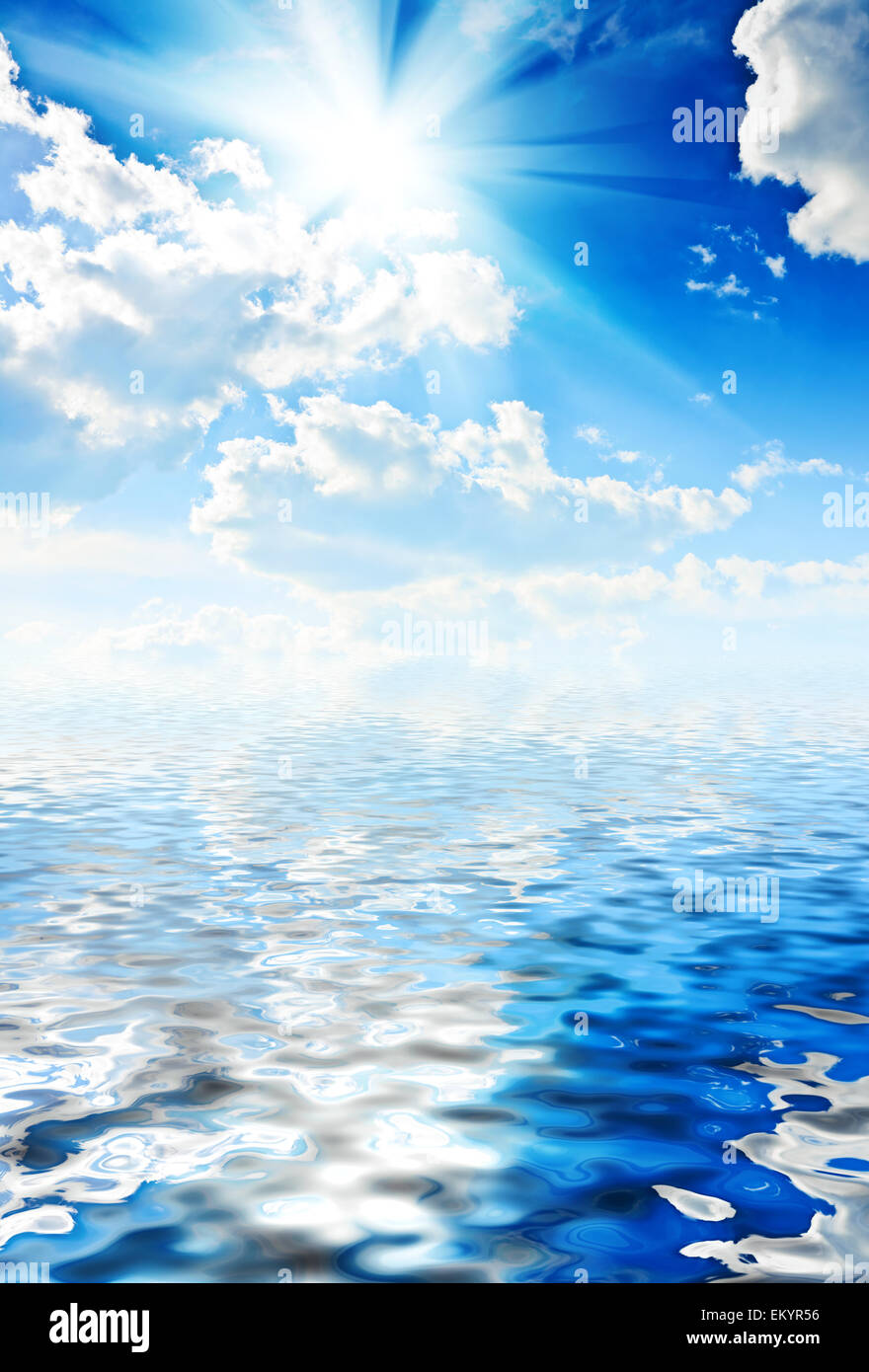 beautyful blue heaven with sun and sea Stock Photo
