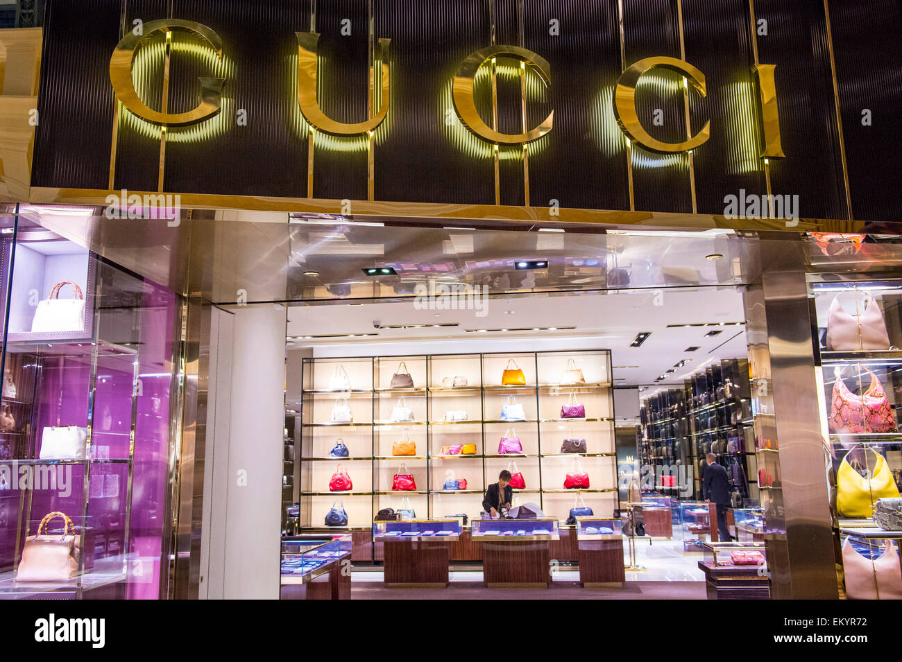 Exterior of the Gucci Boutique at Crystals retail complex on the