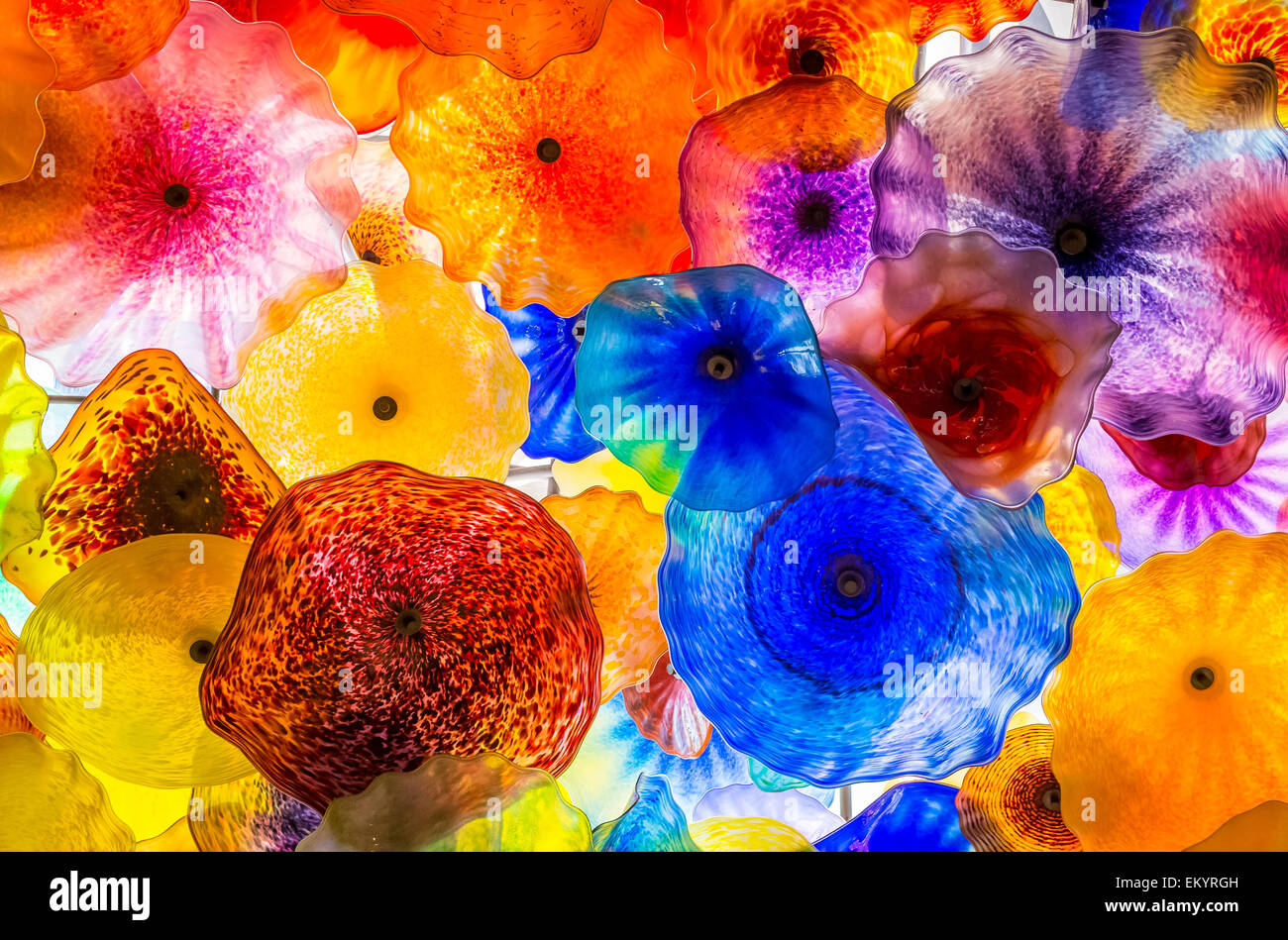 The Hand Blown Glass Flower Ceiling at the Bellagio Hotel in Las Vegas