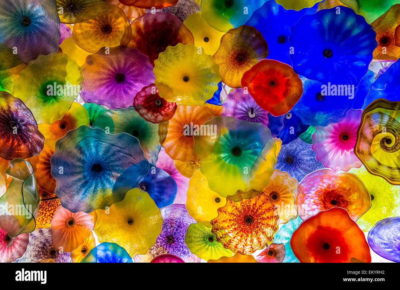 The Hand Blown Glass Flower Ceiling at the Bellagio Hotel in Las Vegas