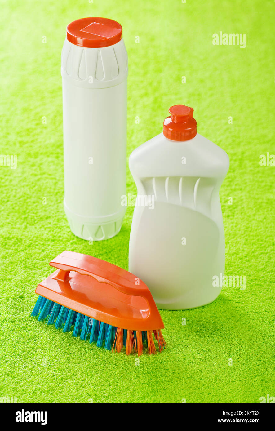 brush with bottles Stock Photo Alamy